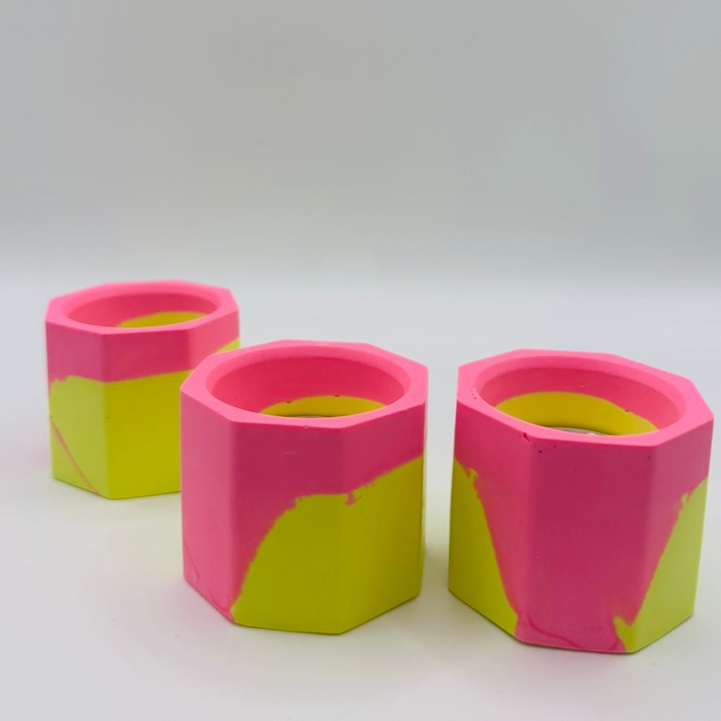 Tea light set - Graffiti - Yellow & Pink