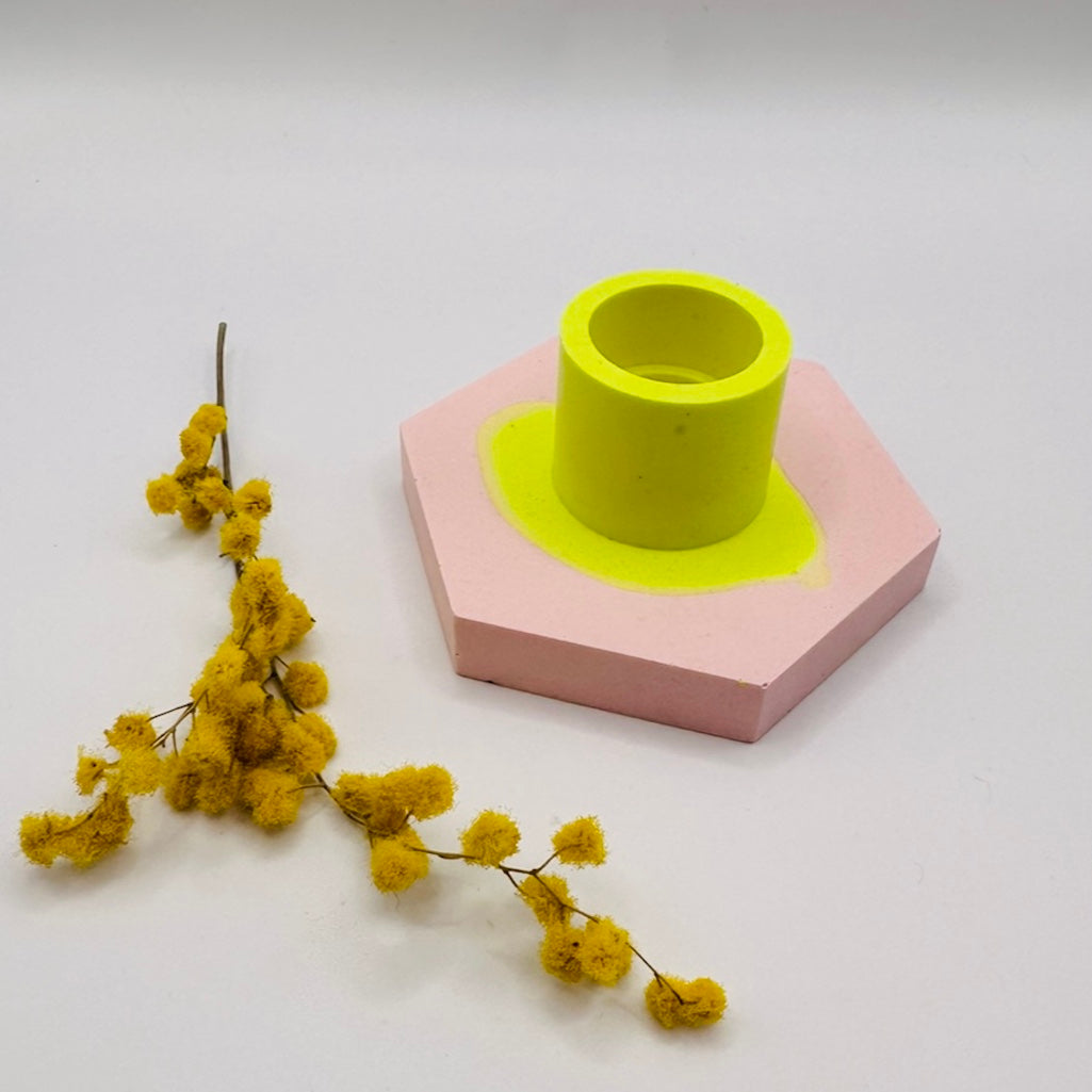 Candle holder - Neon - Pink & Yellow