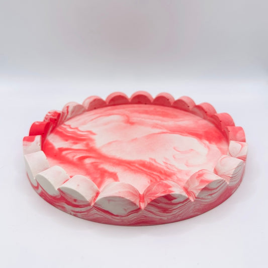 Tray - Round Edged - Tie Dye - Red