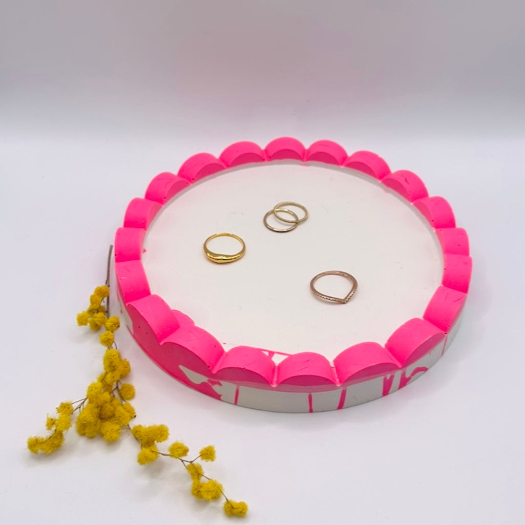 Tray - Round Edged - Neon - Pink & White