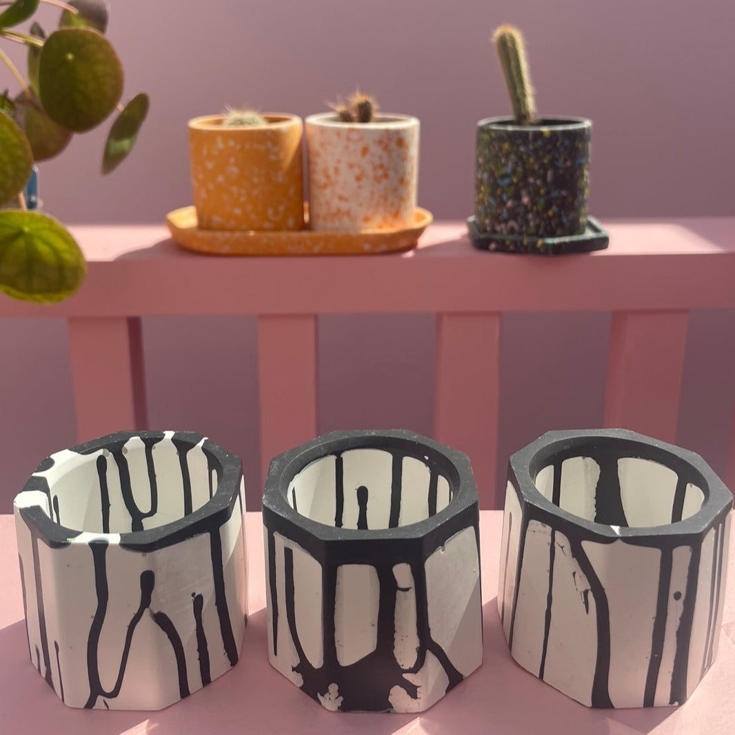 Tea light set - Graffiti Black & White