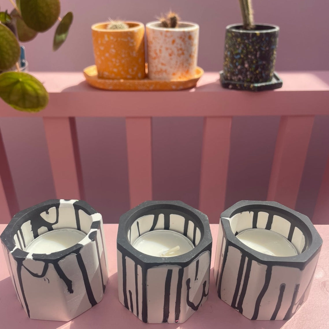 Tea light set - Graffiti Black & White