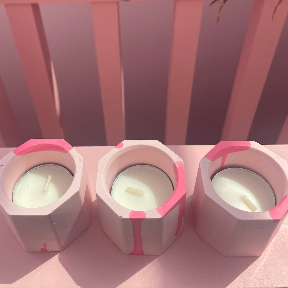 Tea light set - Graffiti - Pink