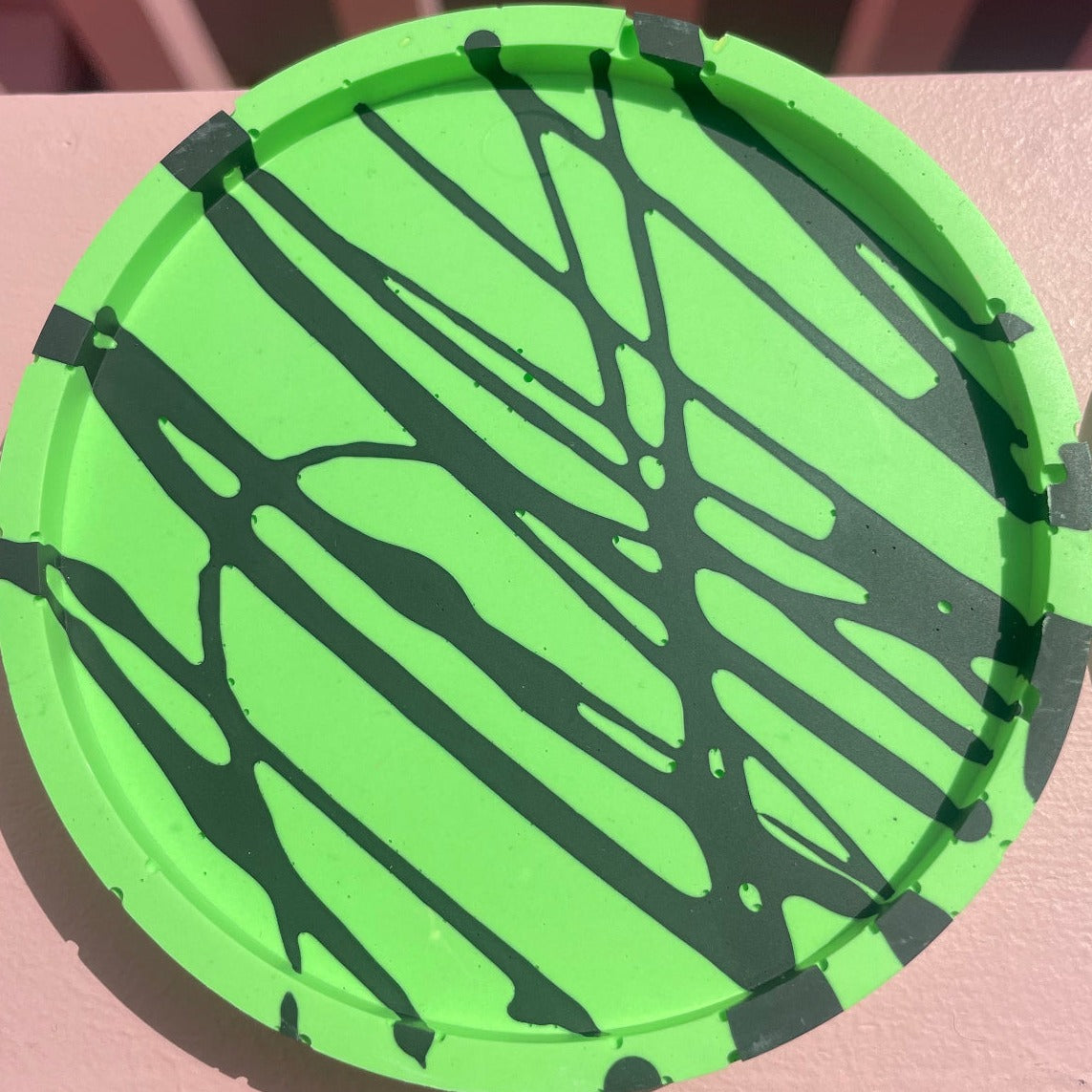 Coaster Set - Round - Graffiti - Green & Black