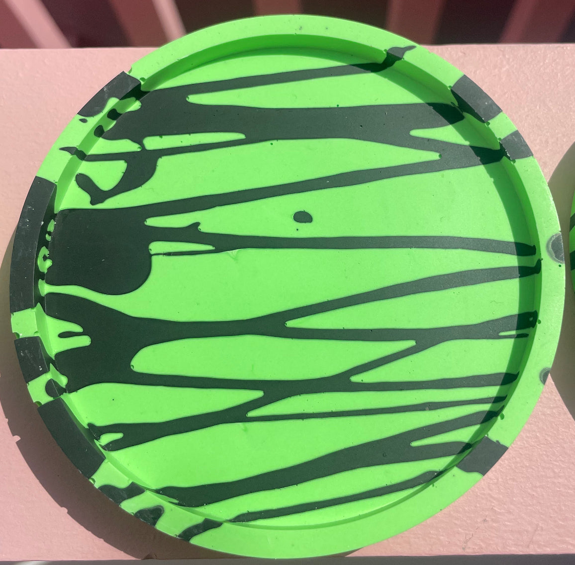 Coaster Set - Round - Graffiti - Green & Black