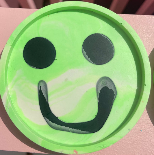 Coaster Set - Smiley - Green & Black