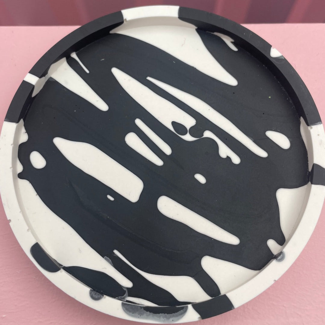 Coaster Set - Round - Graffiti - Black & White