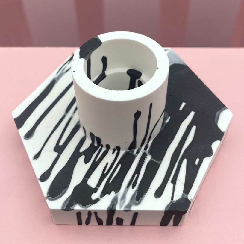 Candle holder - Graffiti - Black & White