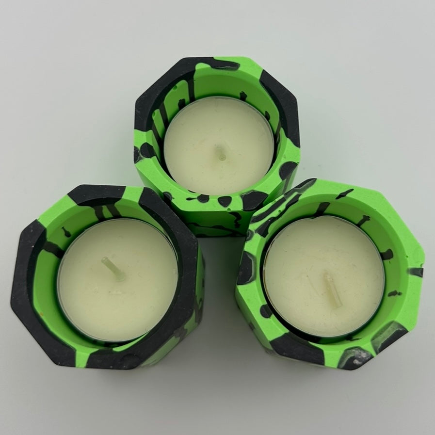 Tea light set - Graffiti - Green & Black