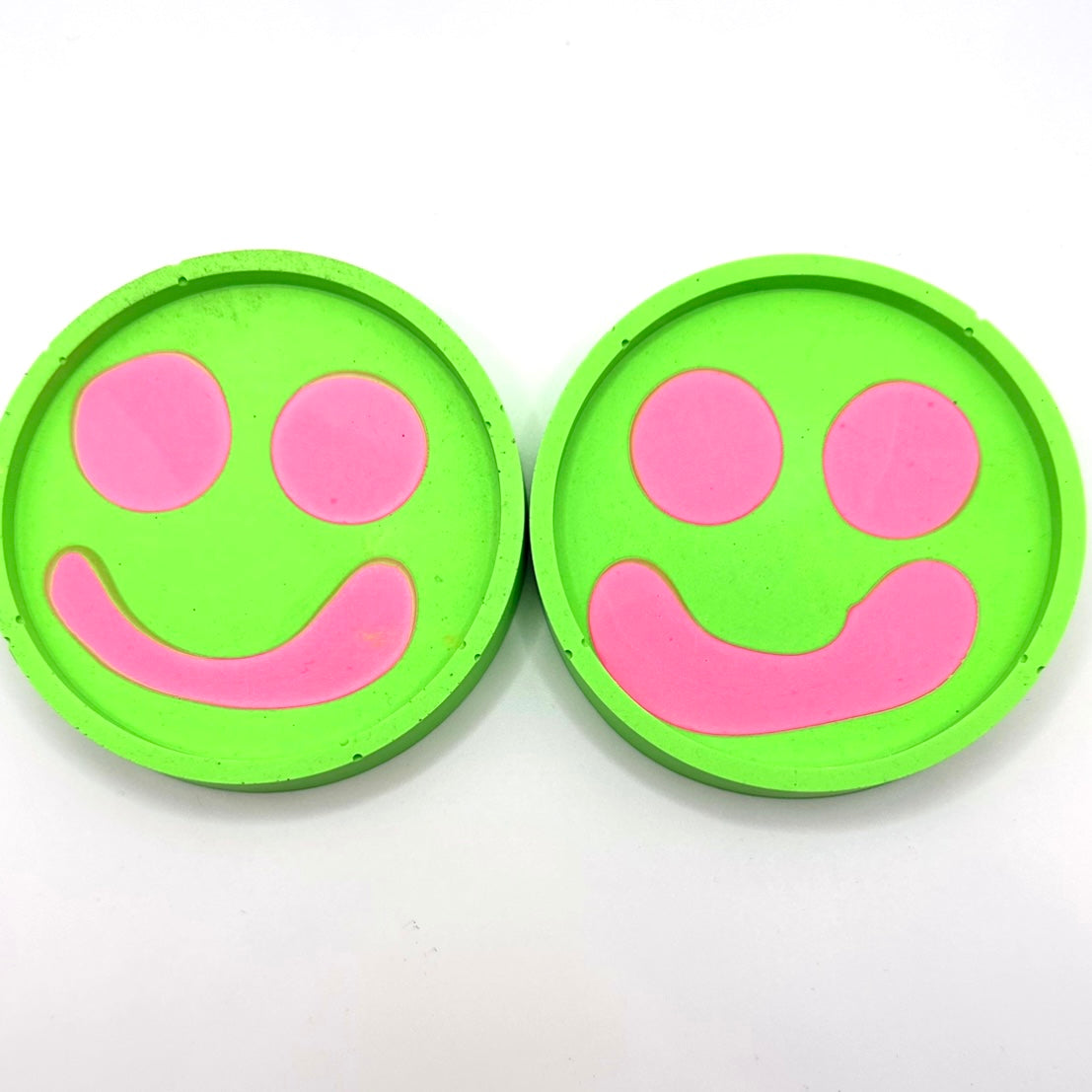 Coaster Set - Smiley - Green & Pink