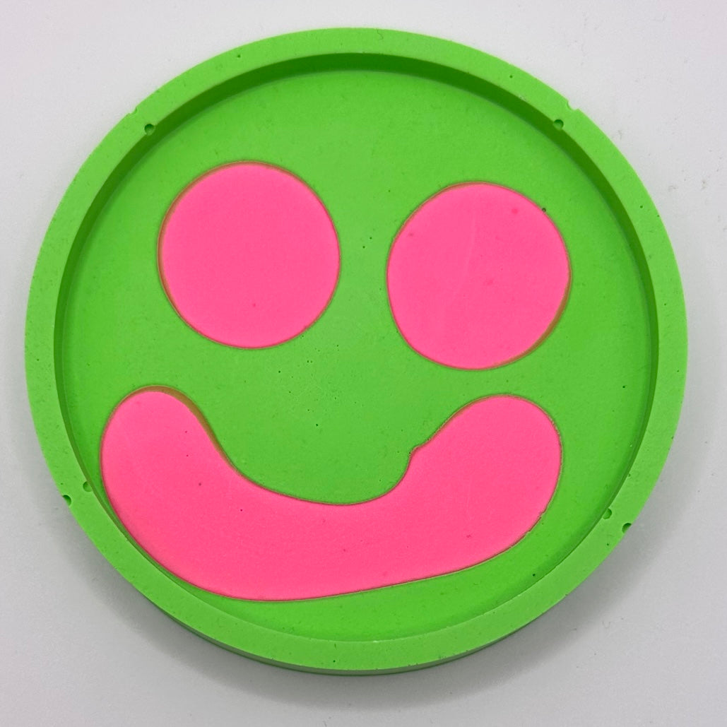 Coaster Set - Smiley - Green & Pink