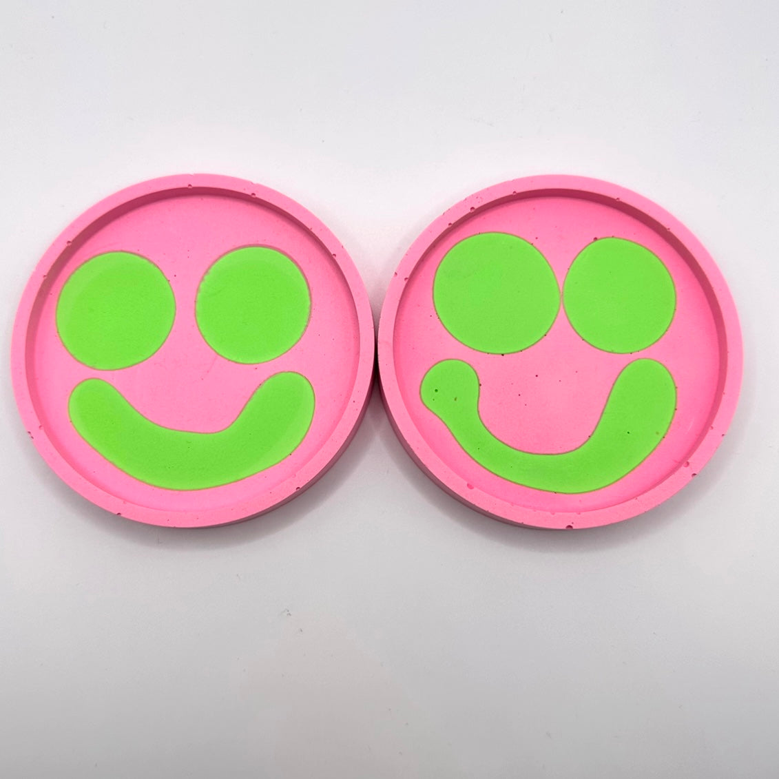 Coaster Set - Smiley - Pink & Green