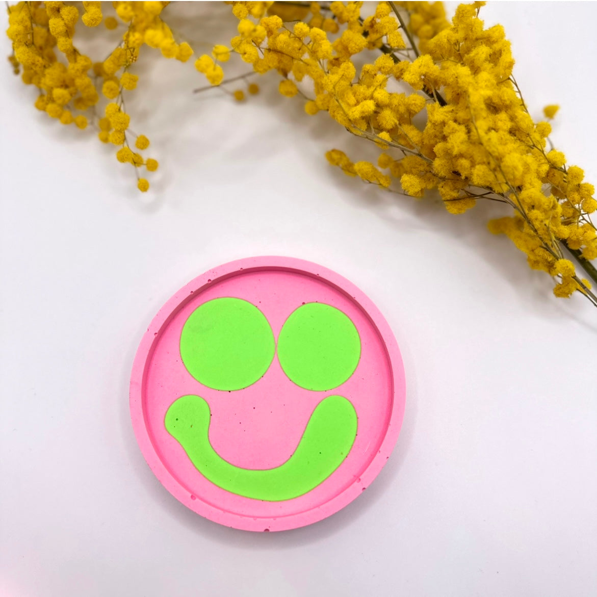 Coaster Set - Smiley - Pink & Green