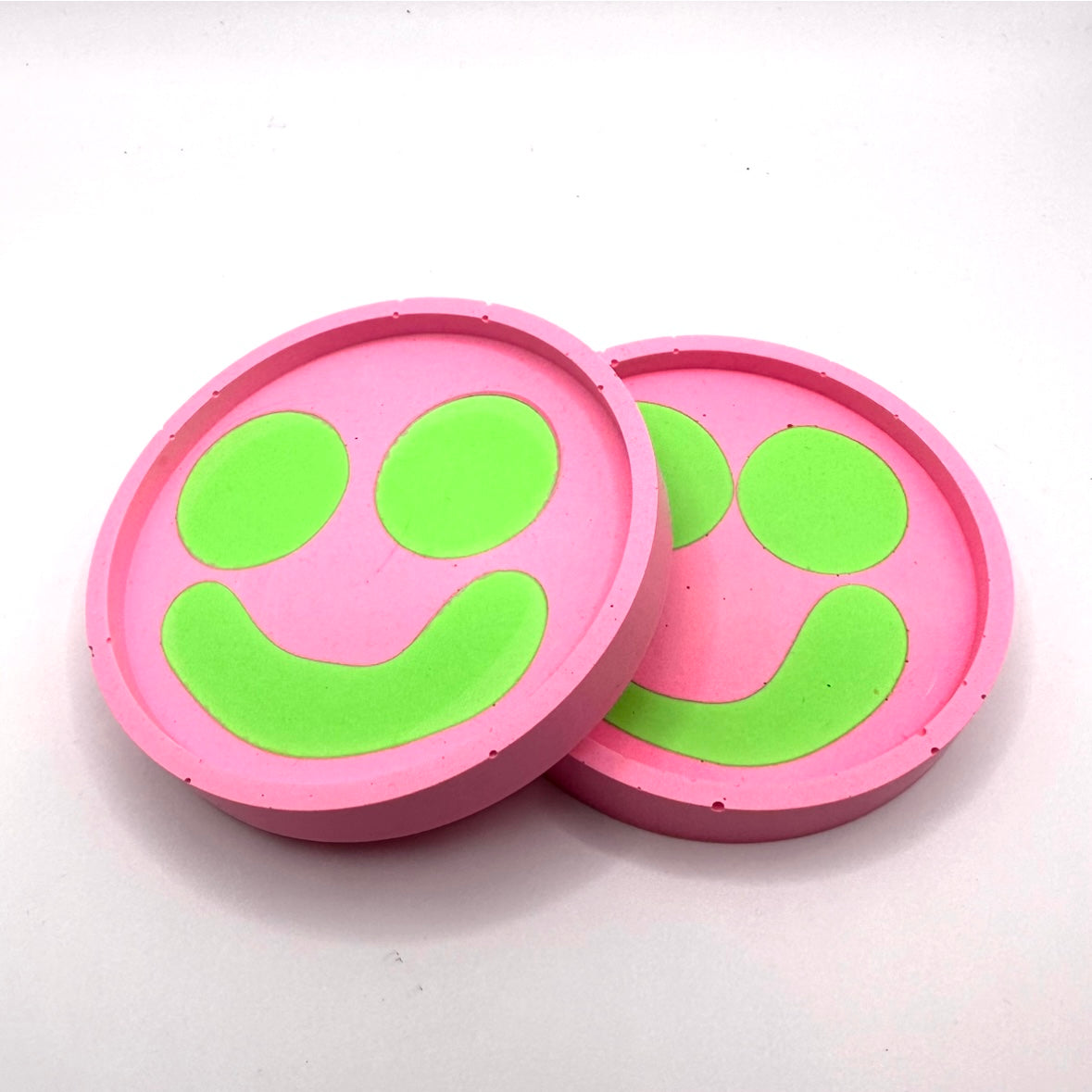 Coaster Set - Smiley - Pink & Green