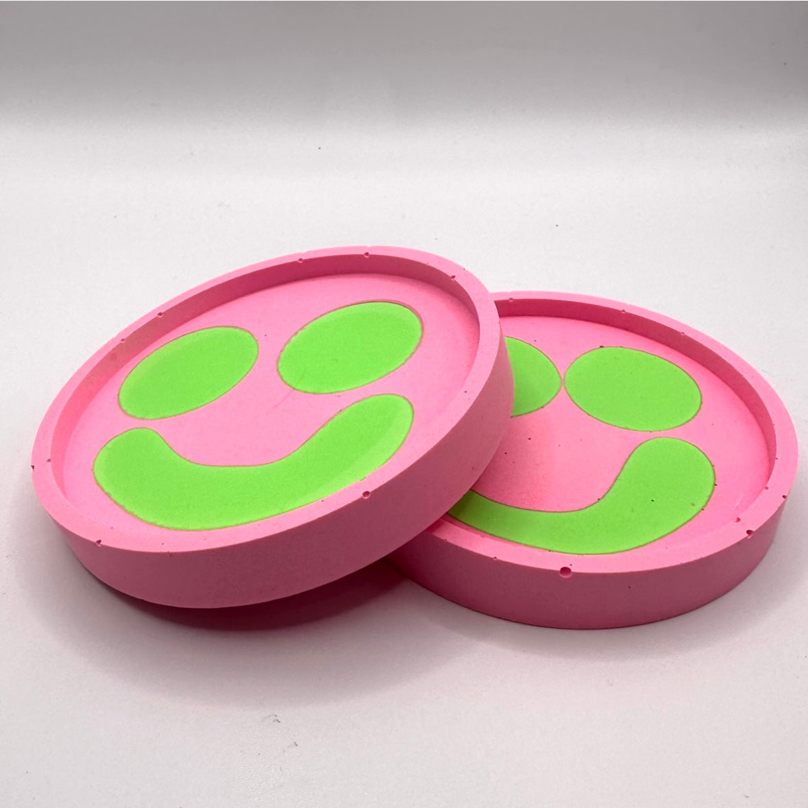 Coaster Set - Smiley - Pink & Green