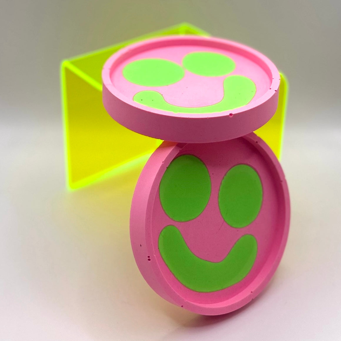 Coaster Set - Smiley - Pink & Green