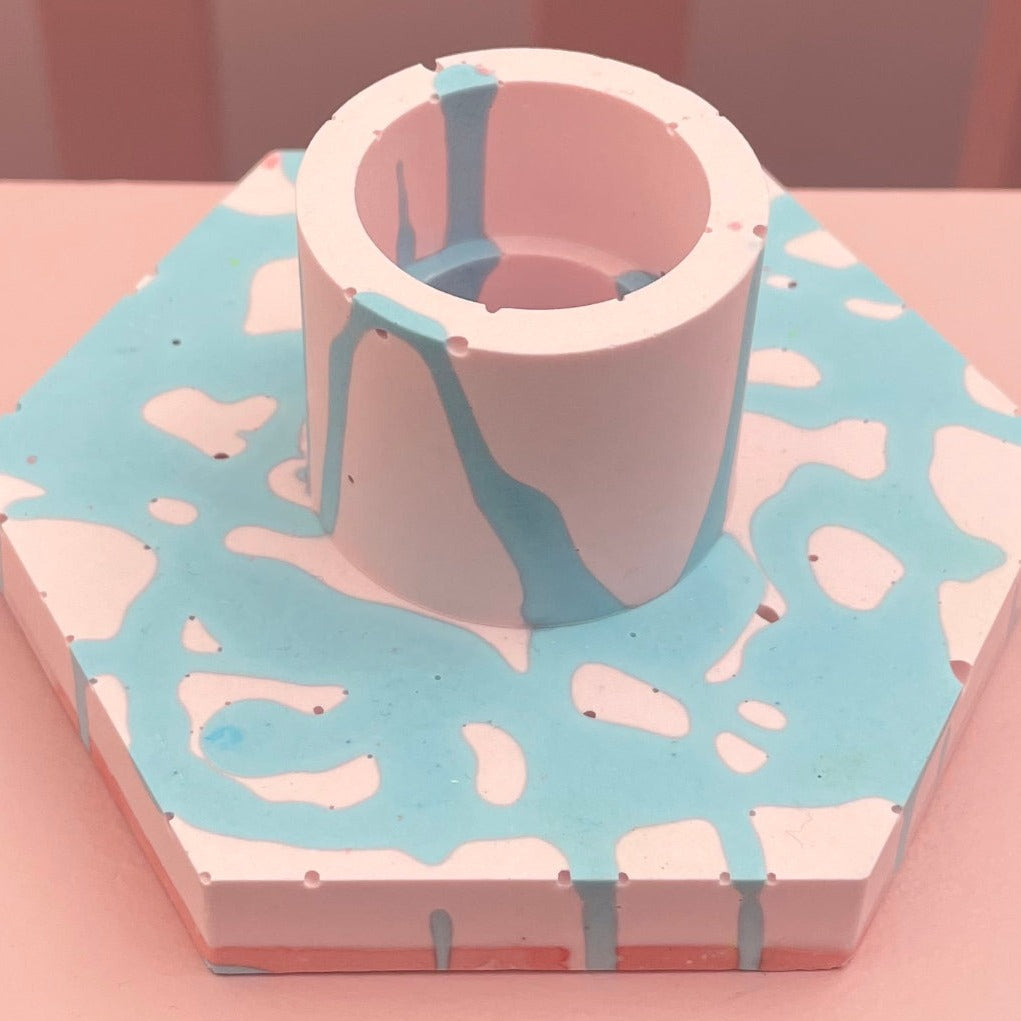 Candle holder - Bubblegum - Pink & Blue