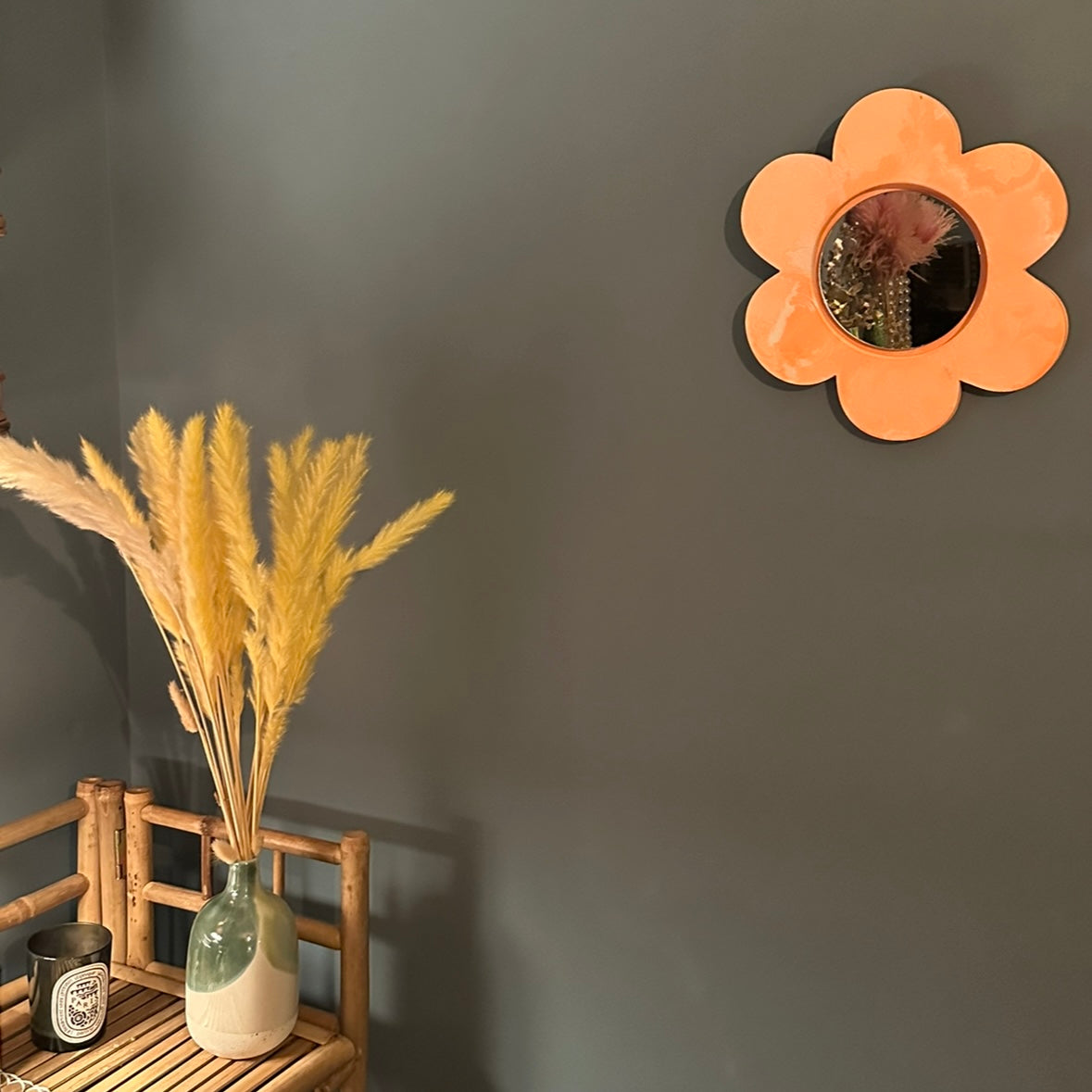 Flower Mirror - Neon - Orange