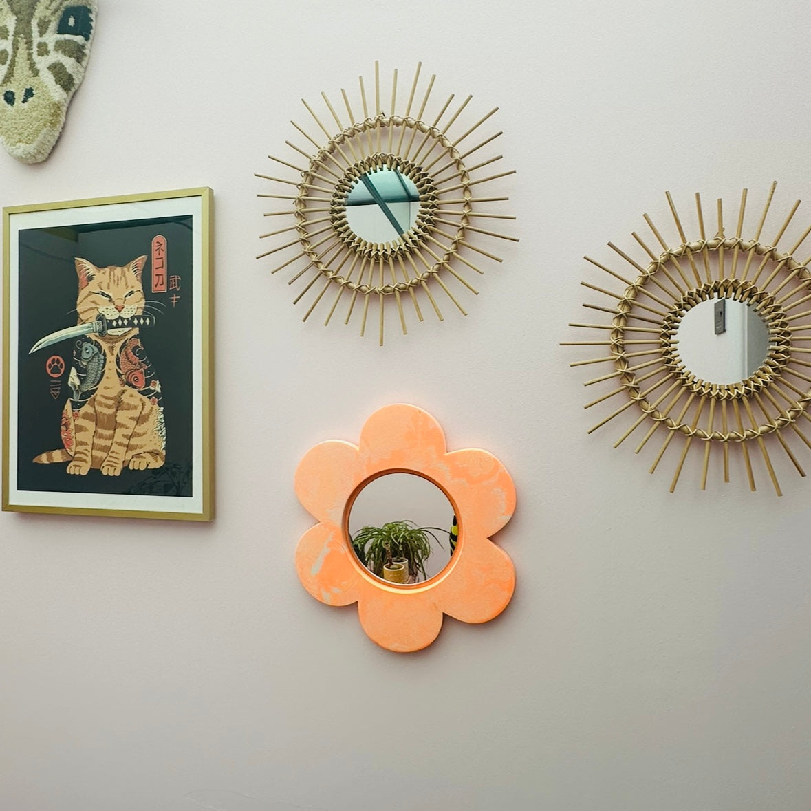 Flower Mirror - Neon - Orange