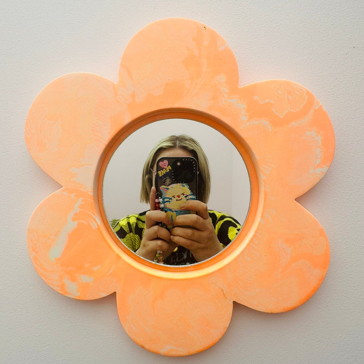 Flower Mirror - Neon - Orange