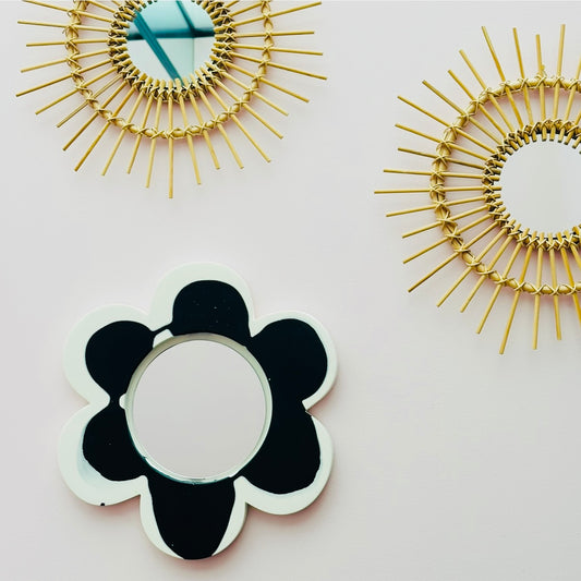 Flower Mirror - Flower Power - Black & White
