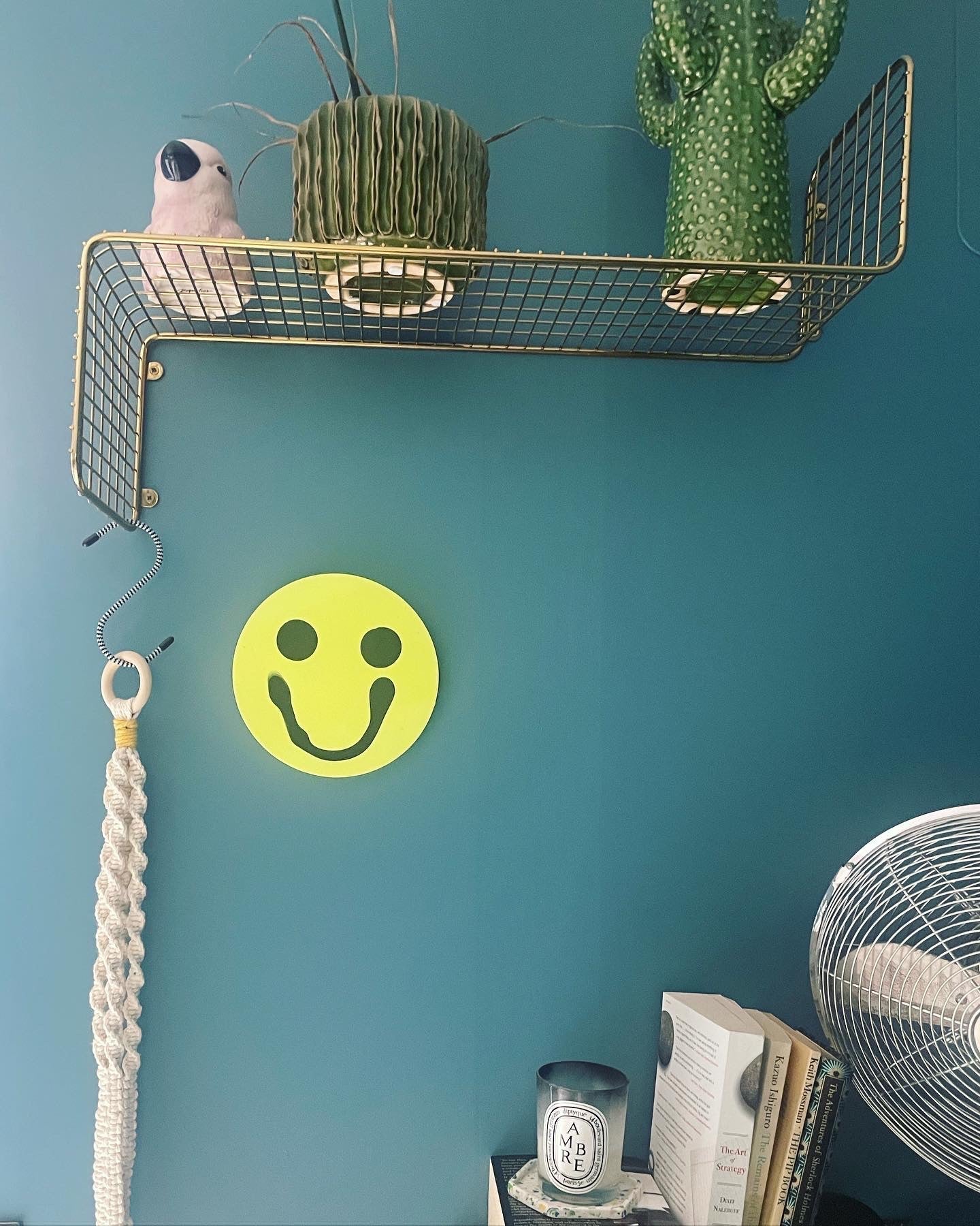 Smiley Wall Hanging - Neon Yellow with Neon Pink