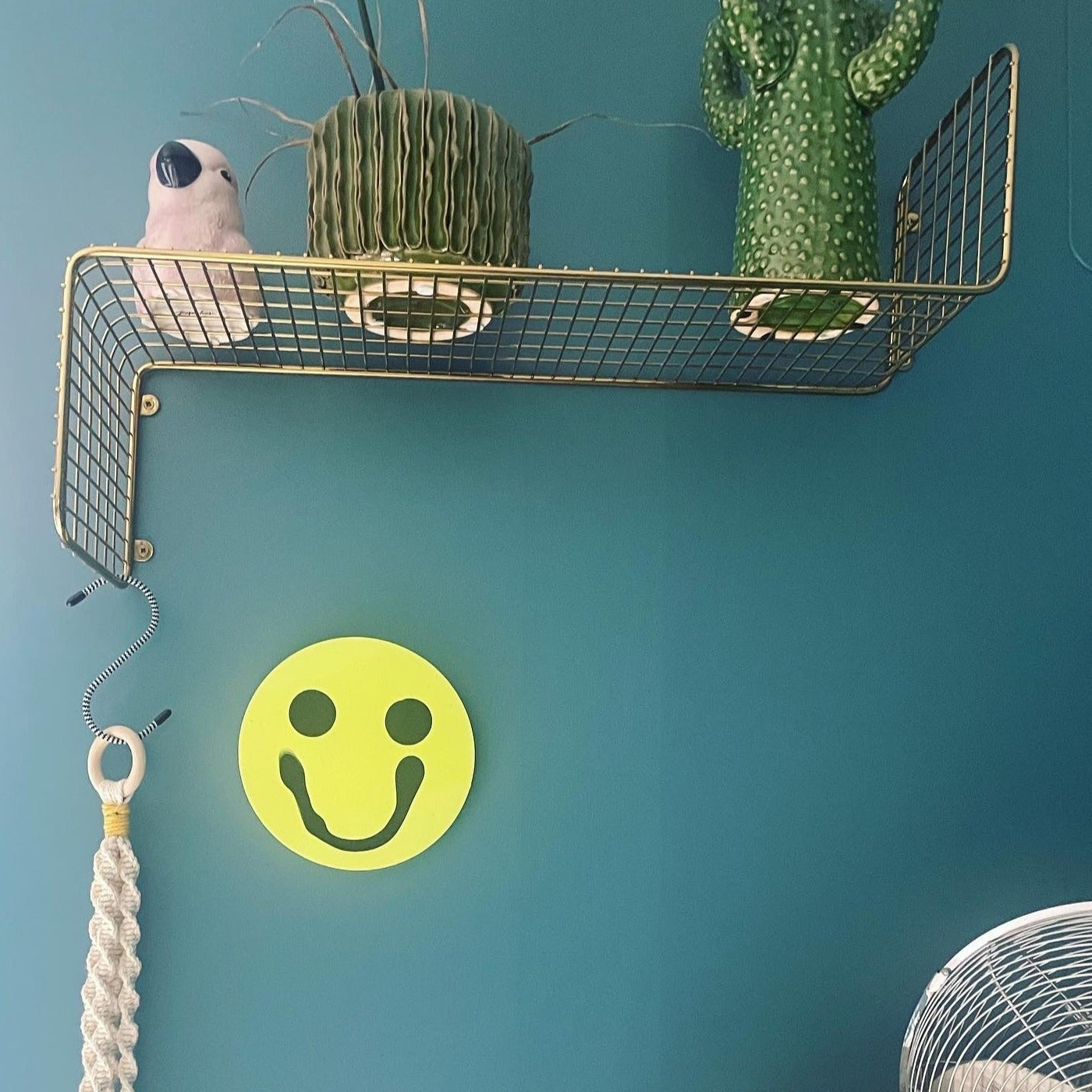 Smiley Wall Hanging - Neon - Black & Pink